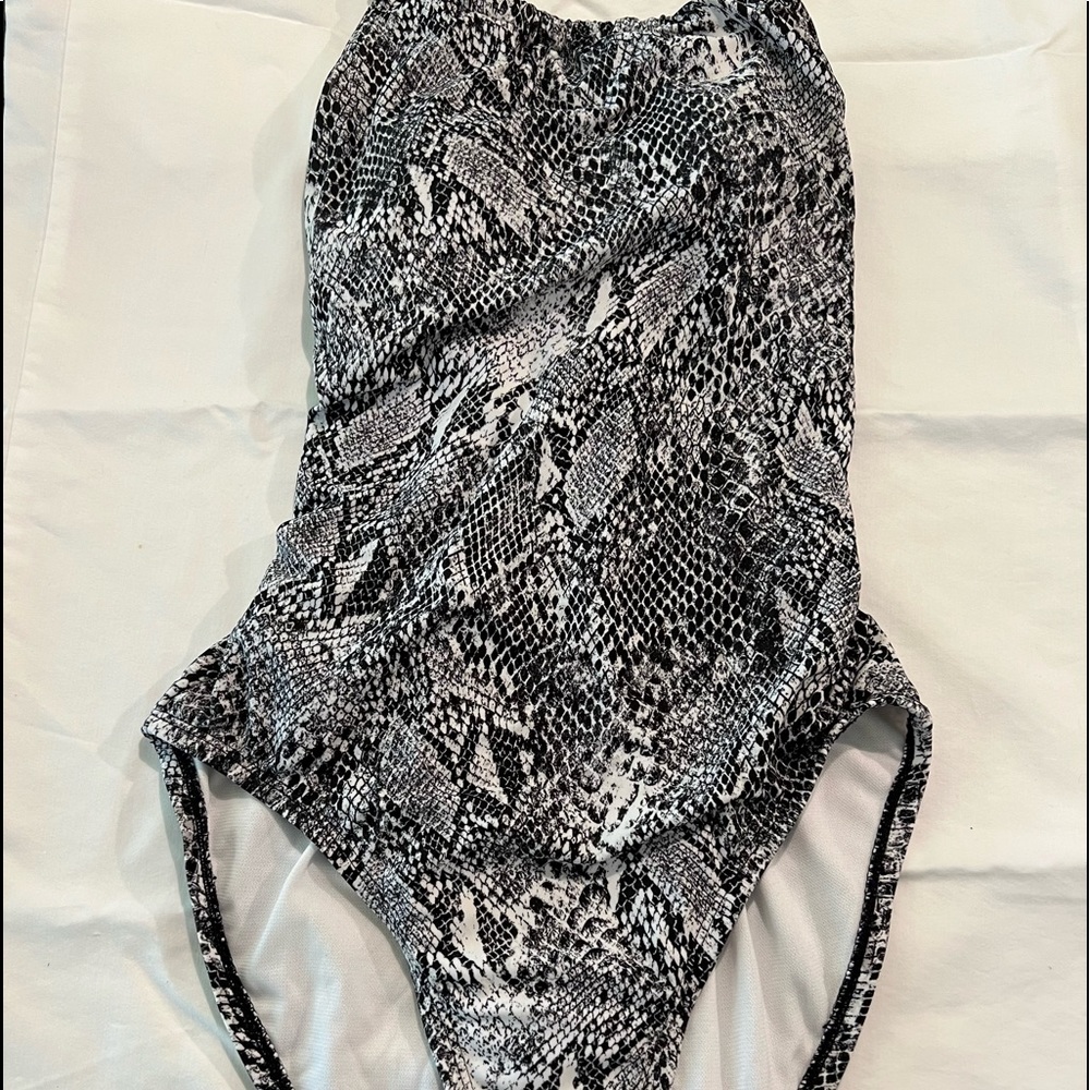 Snake print full coverage one piece swimsuit!